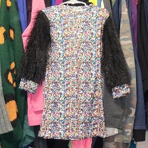 Colorful Floral Kids Dress with Fun Black Sleeves